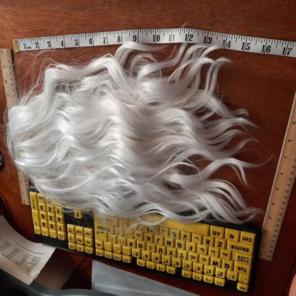 NEW ! Women Long Wig Curly Wavy White